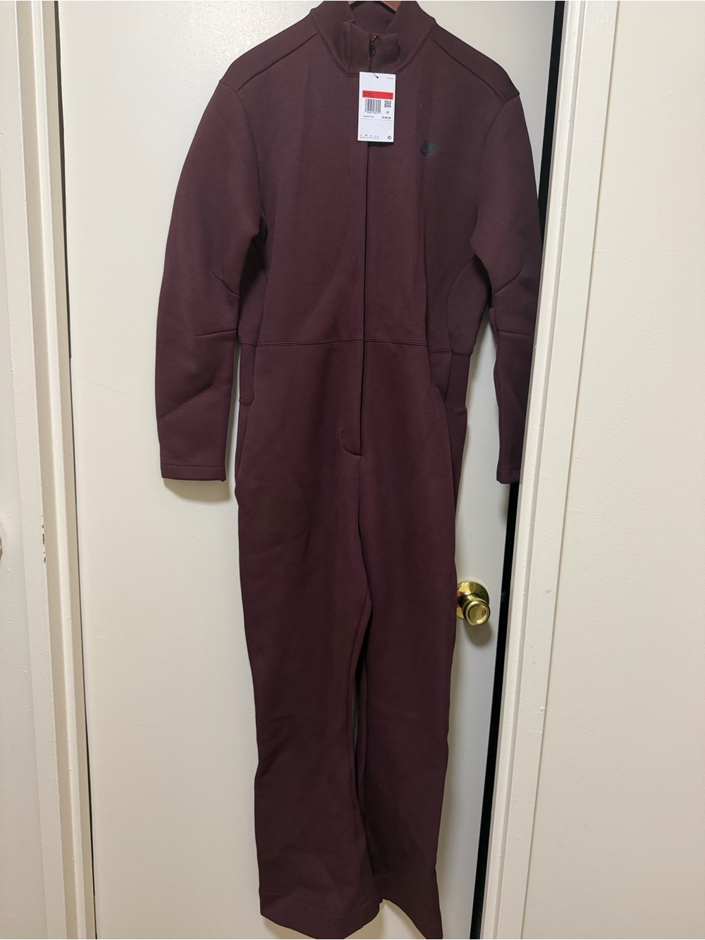 Nike Women's Burgundy Full-Zip Jumpsuit - Picture 2 of 8